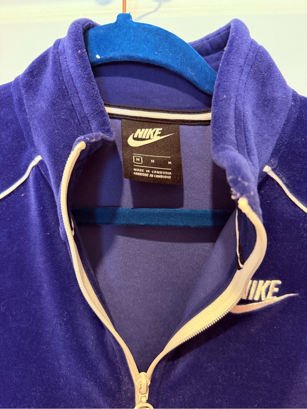 Nike Blue Sportswear Velour Jacket - Picture 3 of 4
